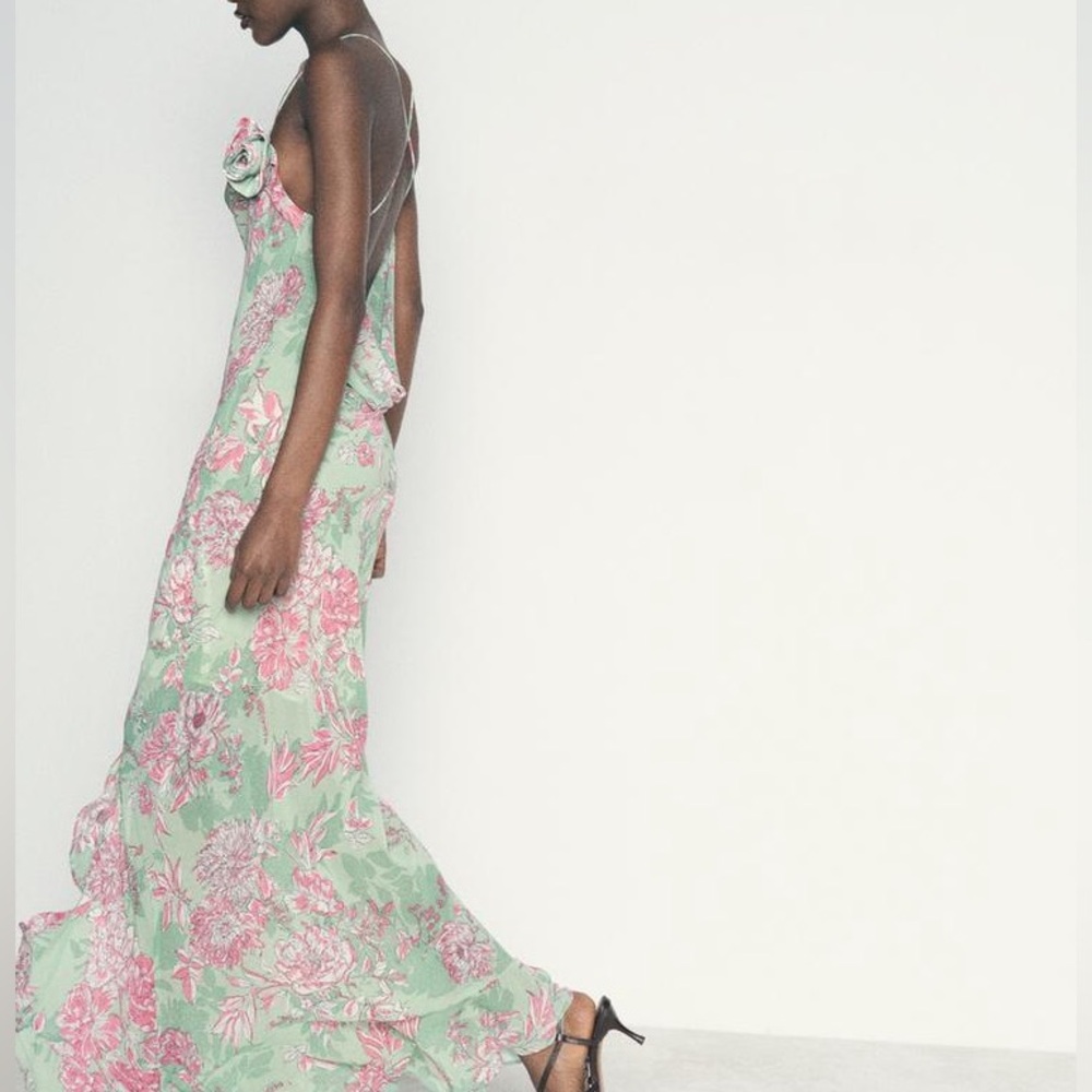 Zara Floral Print Slip Dress S - Picture 3 of 9
